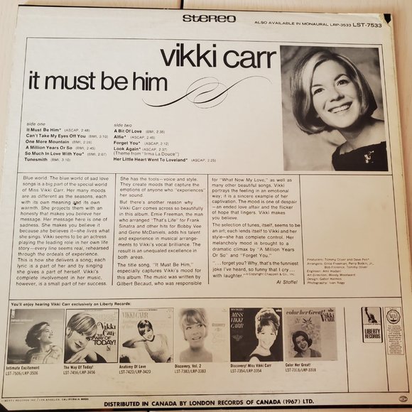 Vikki Carr - it must be him Vynil Record - Picture 2 of 2